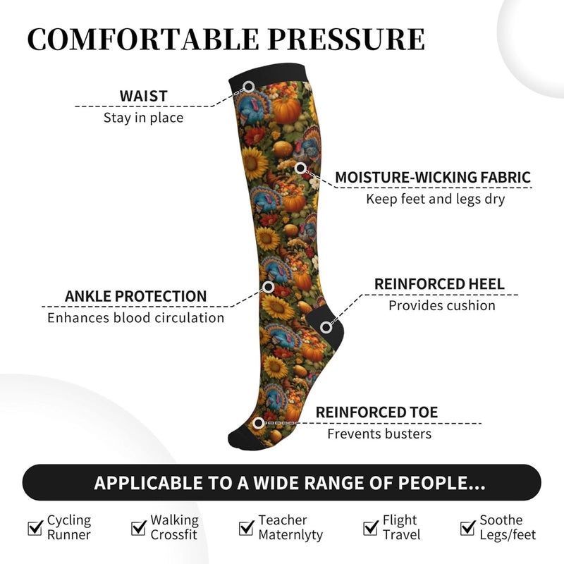 thmnj Compression Socks Knee High Support Socks for Women Men Circulation Stockings for Athletic Running Cycling Flying - Image 4